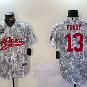 San Francisco 49ers #13 Brock Purdy 2024 Arctic Camo Salute To Service Stitched Jersey