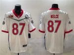 Kansas City Chiefs #87 Travis Kelce White 2025 Super Bowl LIX Patch Pro Bowl Vapor Limited Stitched Jersey