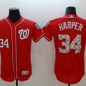 Washington Nationals #34 Bryce Harper Red 2018 Spring Training Flexbase Stitched Jersey