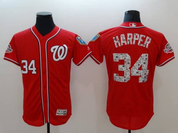 Washington Nationals #34 Bryce Harper Red 2018 Spring Training Flexbase Stitched Jersey