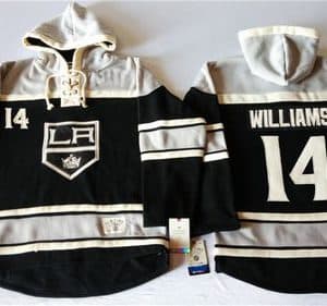 Kings #14 Justin Williams Black Sawyer Hooded Sweatshirt Stitched Jersey