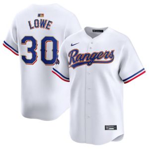 Texas Rangers #30 Nathaniel Lowe White 2024 Gold Collection Cool Base Stitched Jersey