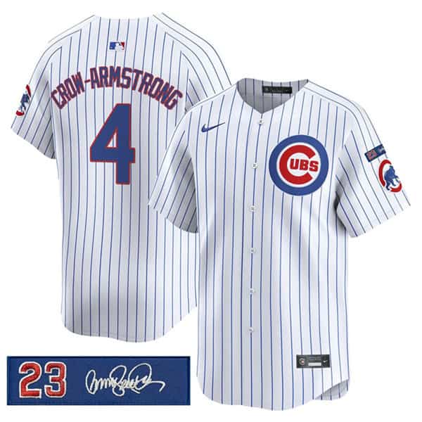 Chicago Cubs #4 Pete Crow-Armstrong White Pinstripe 'Ryne Sandberg Tribute' Vapor Limited V3 Stitched Jersey