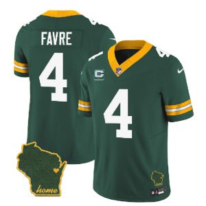 Green Bay Packers #4 Brett Favre Green 2023 F.U.S.E. Home Patch And 1-Star C Patch Vapor Untouchable Limited Stitched Jersey