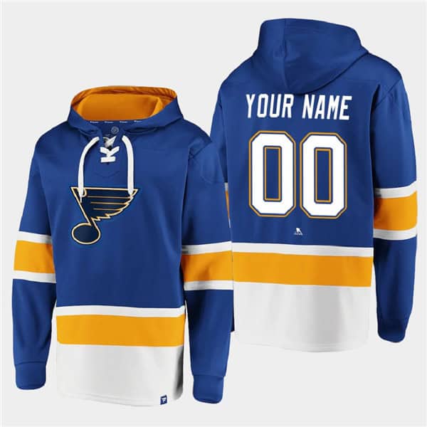 St. Louis Blues Custom Blue Ageless Must-Have Lace-Up Pullover Hoodie