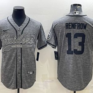 Las Vegas Raiders #13 Hunter Renfrow Gray With Patch Cool Base Stitched Baseball Jersey