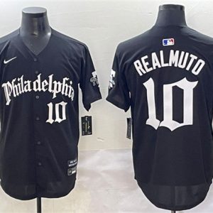 Philadelphia Phillies #10 J.T. Realmuto Black Gothic Vapor Limited Stitched Jersey