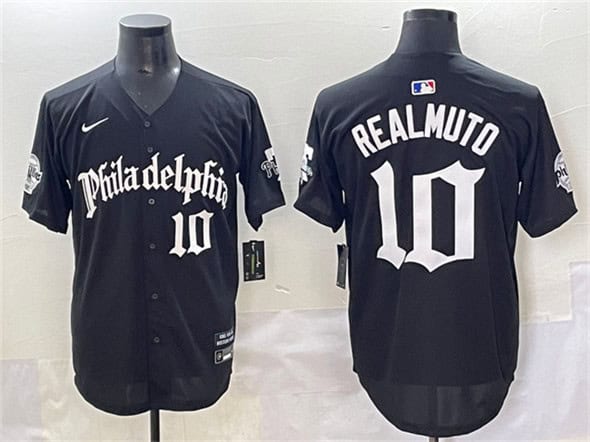 Philadelphia Phillies #10 J.T. Realmuto Black Gothic Vapor Limited Stitched Jersey