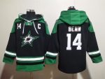 Dallas Stars #14 Jamie Benn Black Green Lace-Up Pullover Hoodie