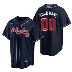 Atlanta Braves Customized Custom Navy Cool Base Stitched Jersey