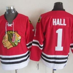 Blackhawks #1 Glenn Hall Stitched Red CCM Throwback Jersey