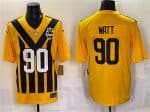 Pittsburgh Steelers #90 T.J. Watt Gold 1933 Throwback Alternate Football Stitched Game Jersey