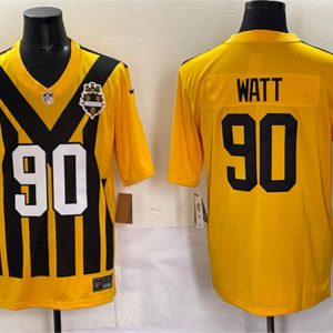 Pittsburgh Steelers #90 T.J. Watt Gold 1933 Throwback Alternate Football Stitched Game Jersey