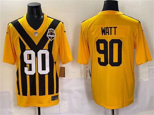 Pittsburgh Steelers #90 T.J. Watt Gold 1933 Throwback Alternate Football Stitched Game Jersey
