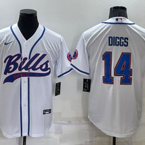 Buffalo Bills #14 Stefon Diggs White Cool Base Stitched Baseball Jersey