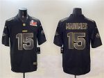 Kansas City Chiefs #15 Patrick Mahomes Black Gold 2025 Super Bowl LIX Patch Vapor Limited Stitched Jersey