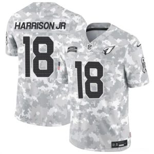 Arizona Cardinals #18 Marvin Harrison Jr. 2024 F.U.S.E. Arctic Camo Salute To Service Limited Stitched Jersey