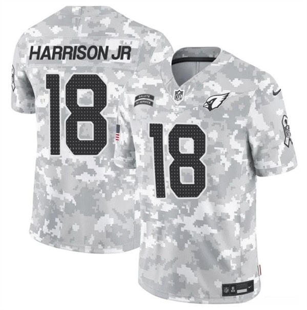 Arizona Cardinals #18 Marvin Harrison Jr. 2024 F.U.S.E. Arctic Camo Salute To Service Limited Stitched Jersey