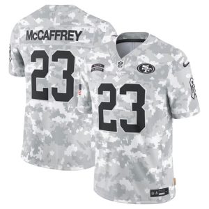 San Francisco 49ers #23 Christian McCaffrey Arctic Camo 2024 F.U.S.E. Salute To Service Limited Stitched Jersey