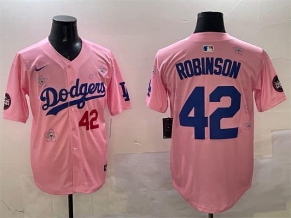 Los Angeles Dodgers #42 Jackie Robinson Pink 2025 Tokyo Series Limited Stitched Jersey