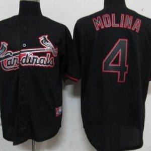 Cardinals #4 Yadier Molina Black Fashion Stitched Jersey