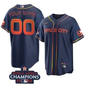 Houston Astros Customized Custom Navy 2022 World Series Champions City Connect Cool Base Stitched Baseball Jersey