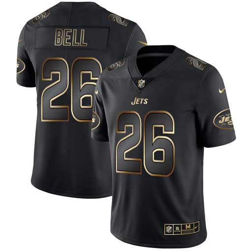 New York Jets #26 Le'Veon Bell 2019 Black Gold Edition Stitched Jersey