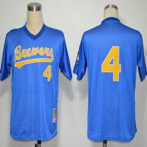 Mitchell And Ness 1991 Brewers #4 Paul Molitor Blue Stitched Jersey