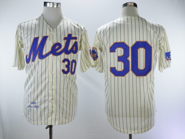 New York Mets #30 Nolan Ryan Cream 1969 Throwback Stitched Jersey