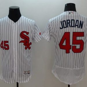 White Sox #45 Michael Jordan White(Black Strip) Fashion Stars Stripes Flexbase Authentic Stitched Jersey