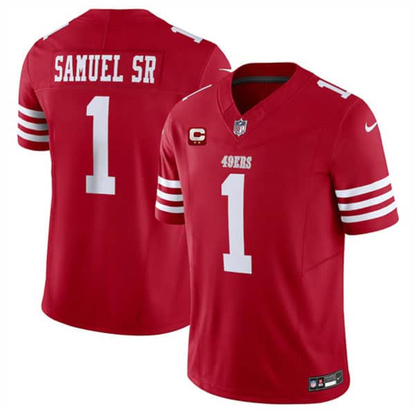 San Francisco 49ers #1 Deebo Samuel SR Red 2024 F.U.S.E. With 2-Star C Patch Vapor Untouchable Limited Stitched Jersey