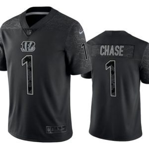 Cincinnati Bengals #1 Ja'Marr Chase Black Reflective Limited Stitched Football Jersey