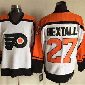 Flyers #27 Ron Hextall White Black CCM Throwback Stitched Jersey