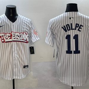 New York Yankees #11 Anthony Volpe White Bronx Graffiti Vapor Limited Stitched Jersey