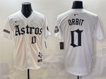 Houston Astros #0 Orbit White Gothic 'Houston Born Barrio Raised' Limited Stitched Jersey