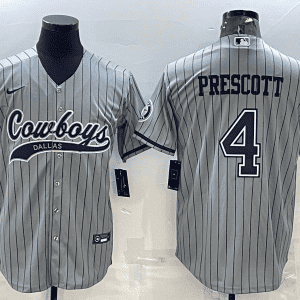 Dallas Cowboys #4 Dak Prescott Gray With Patch Cool Base Stitched Baseball Jersey