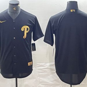 Philadelphia Phillies Blank Black Cool Base Stitched Jersey