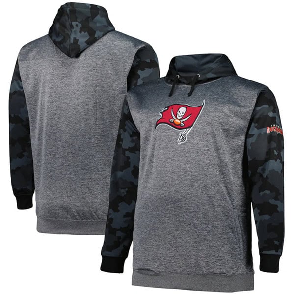 Tampa Bay Buccaneers Heather Charcoal Big Tall Camo Pullover Hoodie