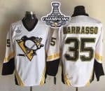 Penguins #35 Tom Barrasso White CCM Throwback 2016 Stanley Cup Champions Stitched Jersey