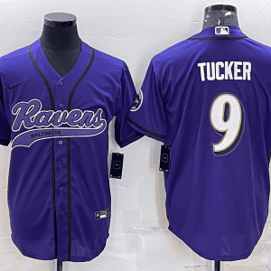 Baltimore Ravens #9 Justin Tucker Purple With Patch Cool Base Stitched Baseball Jersey