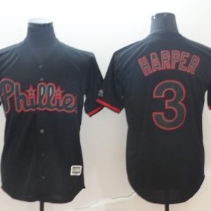 Philadelphia Phillies #3 Bryce Harper Black Shadow Cool Base Stitched Jersey