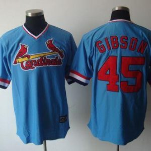 Cardinals #45 Bob Gibson Blue Cooperstown Throwback Stitched Jersey