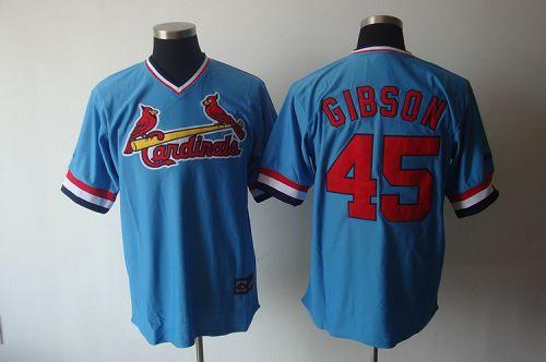 Cardinals #45 Bob Gibson Blue Cooperstown Throwback Stitched Jersey