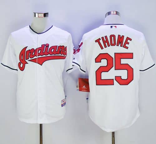 Indians #25 Jim Thome White Cool Base Stitched Jersey
