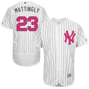 Yankees #23 Don Mattingly White Strip Flexbase Authentic Collection 2016 Mother's Day Stitched Jersey