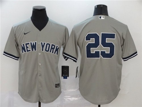 New York Yankees #25 Gleyber Torres Grey Cool Base Stitched Jersey