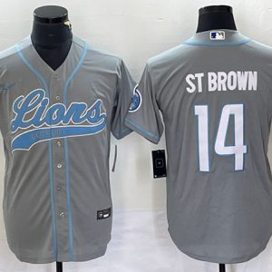 Detroit Lions #14 Amon-Ra St. Brown Gray Cool Base Stitched Jersey