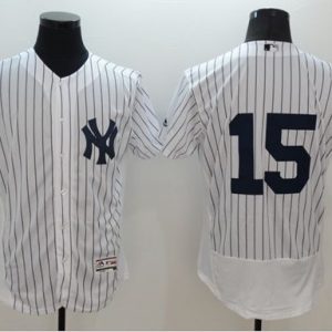 Yankees #15 Thurman Munson White Strip Flexbase Authentic Collection Stitched Jersey