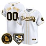 Atlanta Braves Customized White Gold 2024 Spring Training Patch Limited Stitched Jersey