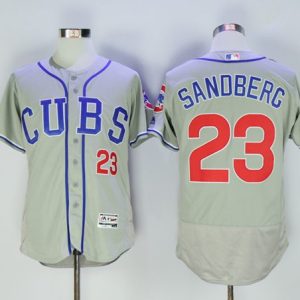 Cubs #23 Ryne Sandberg Grey Flexbase Authentic Collection Alternate Road Stitched Jersey